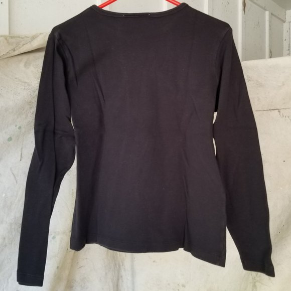 Cherokee Black 100% Cotton Long Sleeve Pull-over Size M - Picture 3 of 4